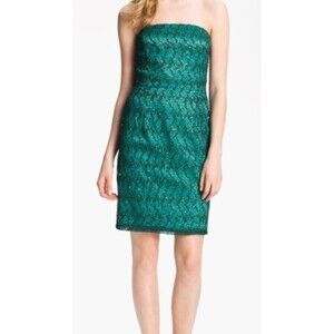 Adrianna Papell Women's Dress Ocean Green Lace & Sequin Clubwear Size 8 NWT $198